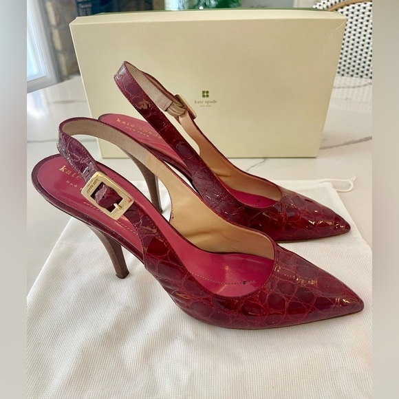 kate spade Shoes - KATE SPADE Red Croc Embossed Carney 4 inch Slingback heel, 8